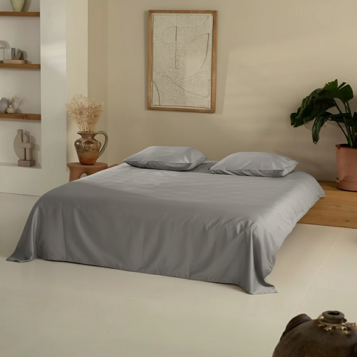 Satijn Dekbedovertrek - Dove Grey - 200 x 220 cm - 2 Persoons - Incl. 2 kussenslopen - Tweepersoons - Beddengoed - Dekbedhoes - Hoogwaardige kwaliteit - Grijs