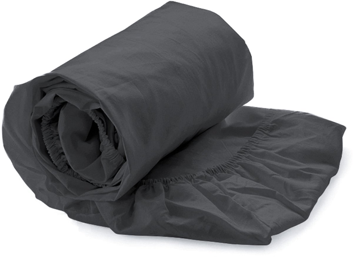Heckettlane Hoeslaken Elementi - Onderlaken 1 persoons - 90x200 cm - 100% Katoen-Satijn - Antraciet