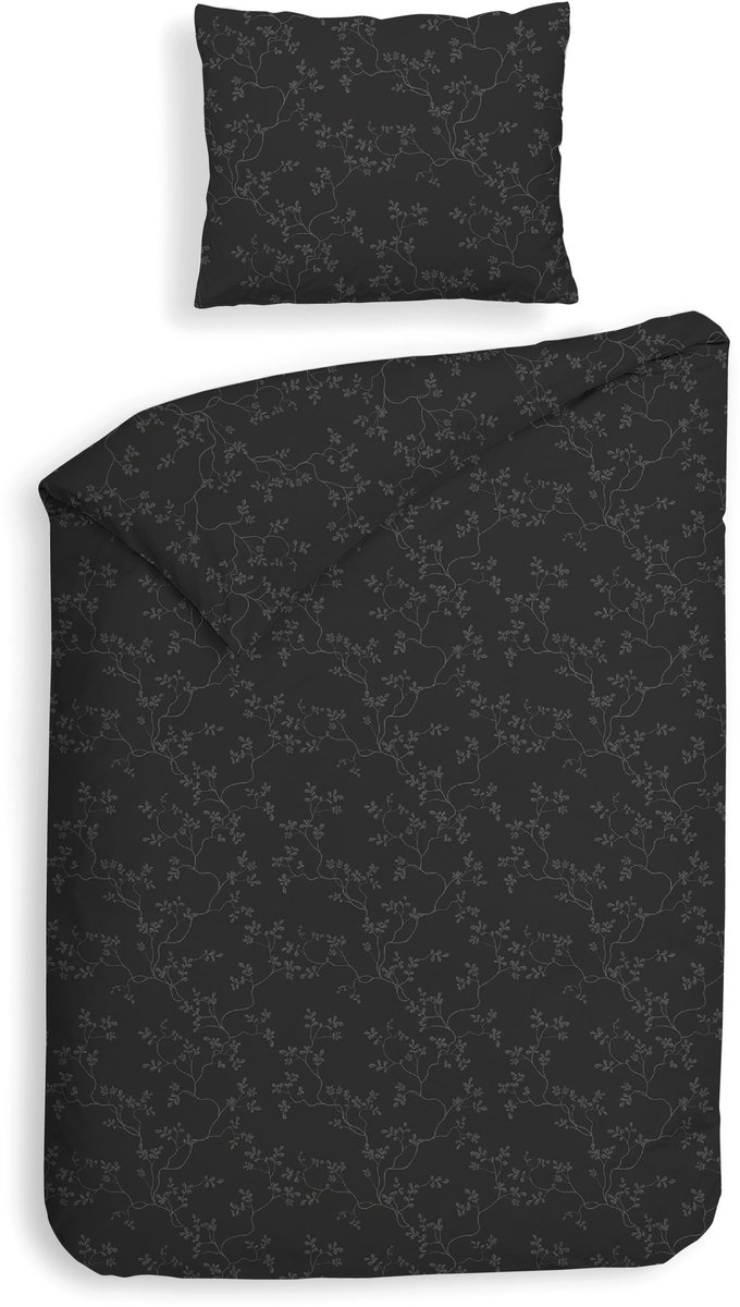 Heckettlane Dekbedovertrek Alloro - Effen Bedlinnen - 140x200-220 cm - Eenpersoons - Antraciet - Dekbedovertrek van 100% Katoen-Flanel Anthracite