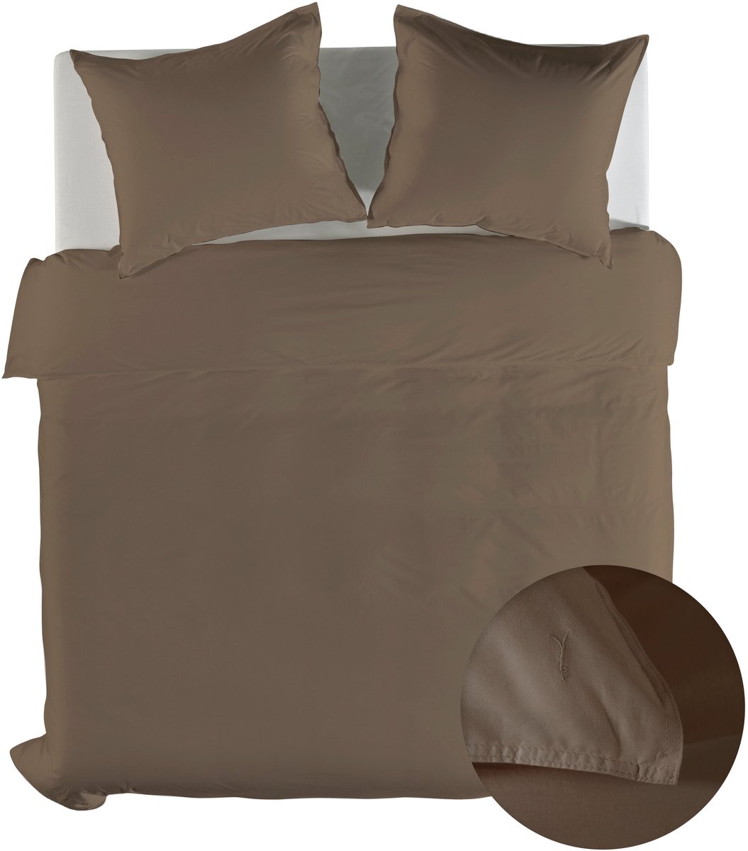 Yellow Dekbedovertrek Gewassen Katoen Suite Nairobi - Plaza Taupe - 200x200/220 cm - 100% Gewassen Katoen - Tweepersoons