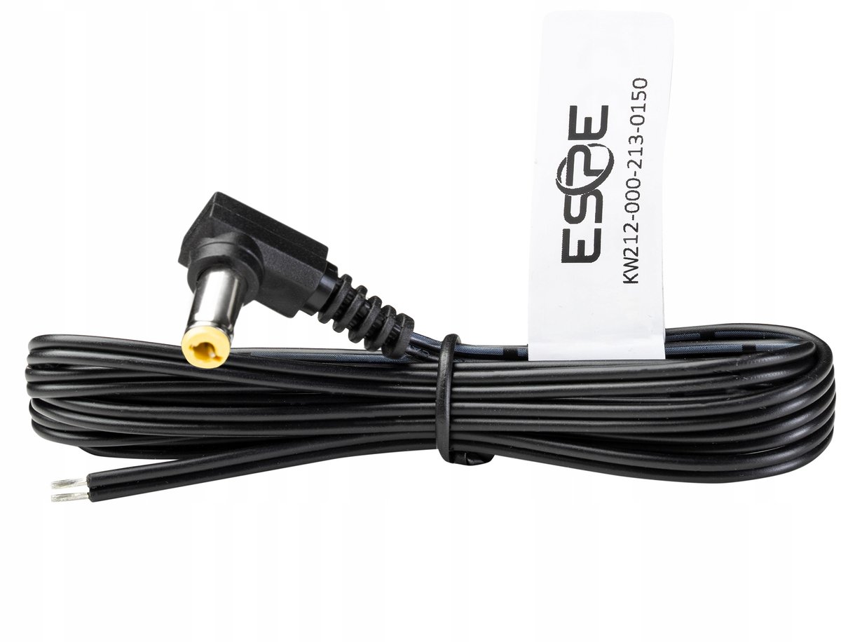 DC-voedingskabel 3m, haakse stekker 2,1/5,5mm, Vertinde Endes AWG20