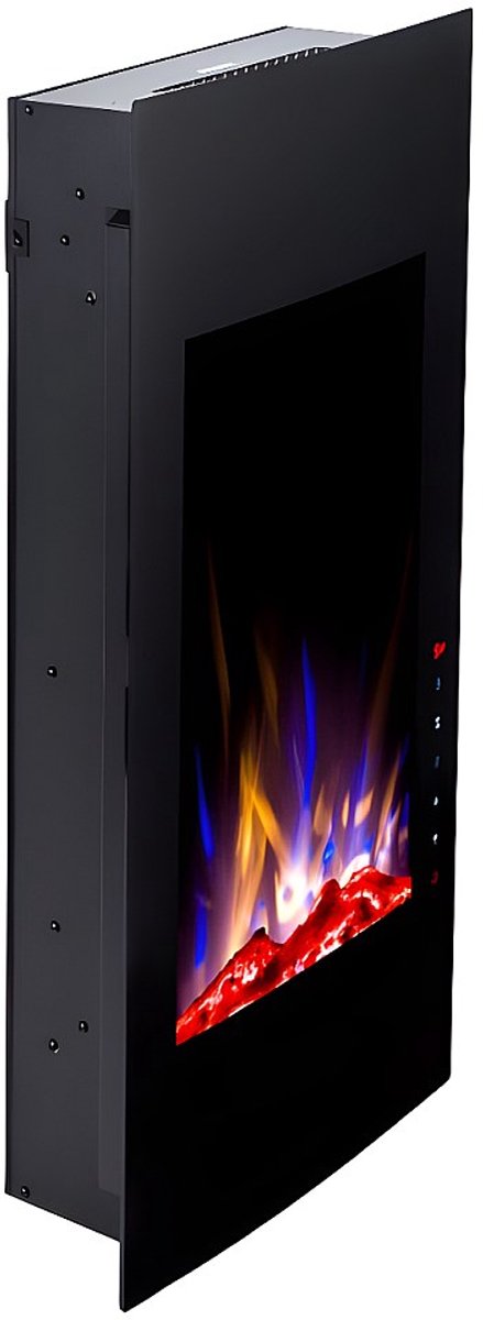 Vente-unique Elektrische sfeerhaard VULCANO - L41 x D13 x H81 cm - Zwart L 40.8 cm x H 81.4 cm x D 13 cm