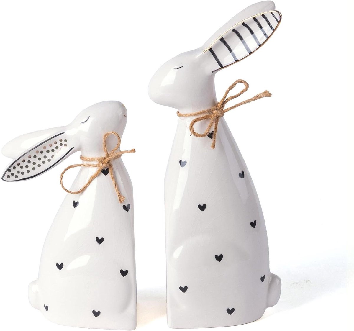 Cosensi - Lente Decoraties Set van 2 - Keramisch Konijn Beeldje - Lente Tafeldecoratie - Cadeau - 25,5 cm