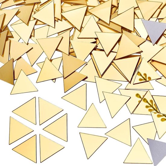 200 carreaux de miroir acrylique auto-adhésifs triangulaires de 2,5 cm pour l'artisanat et les projets DIY - Couleur or - Décoration et cadre - Triangulaire.