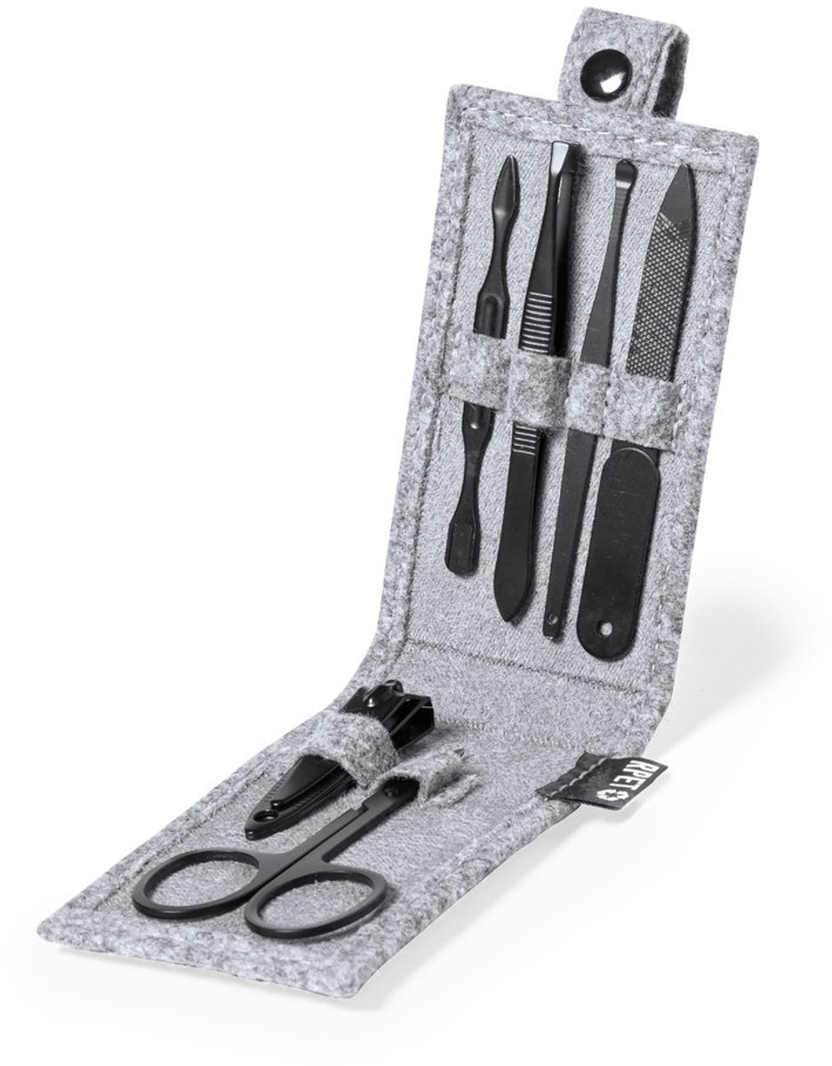 Manicureset - Nagelverzorging - Pedicure set - Met opbergetui - RPET vilt - 6-delig