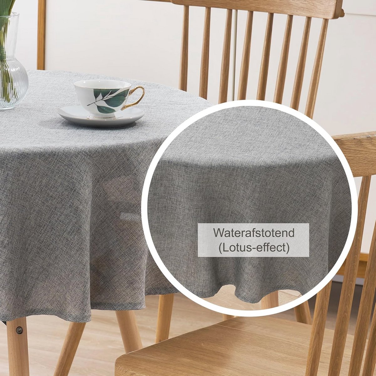 Waterafstotend Tafelkleed Linnenlook - Vlekbescherming en Wasbaar - Donkergrijs - 200 cm