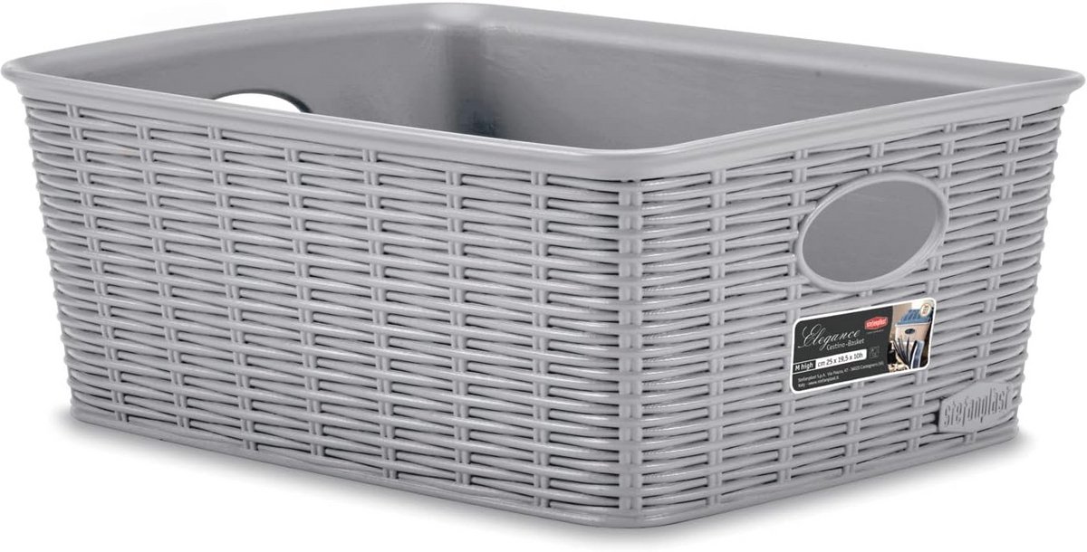 Elegante Rattan Cestino 25x19x10cm - Grijs