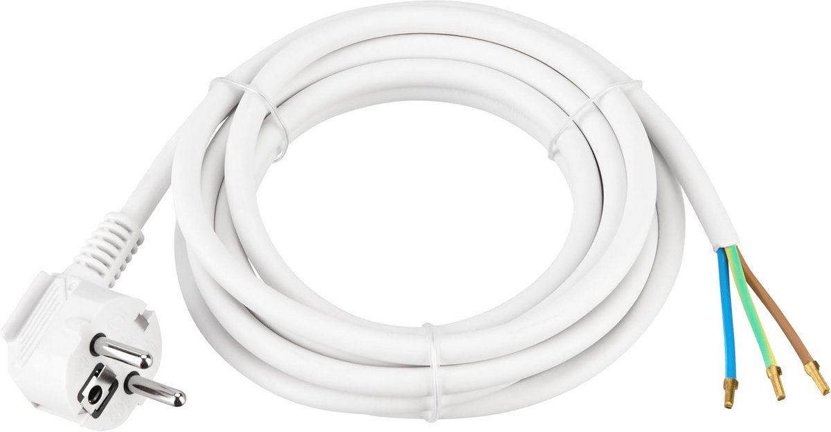 Vervangende stroomkabel met stekker - 3m, 3680W, wit