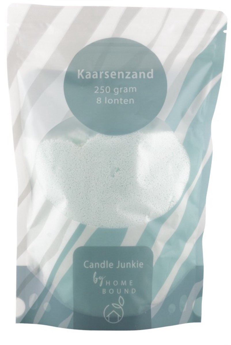 homebound by ky Kaarsenkorrels zak 250gr met 8 lonten frost white Wit