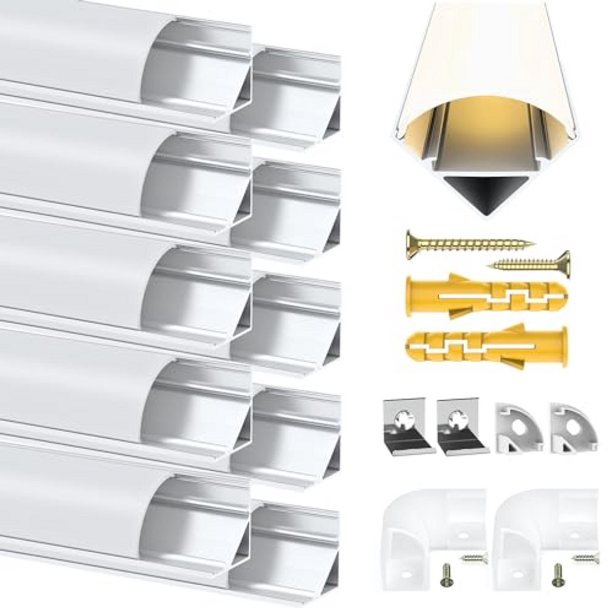 V-vormig Aluminium Led-profiel voor Ledstrips met Melkwitte Afdekking