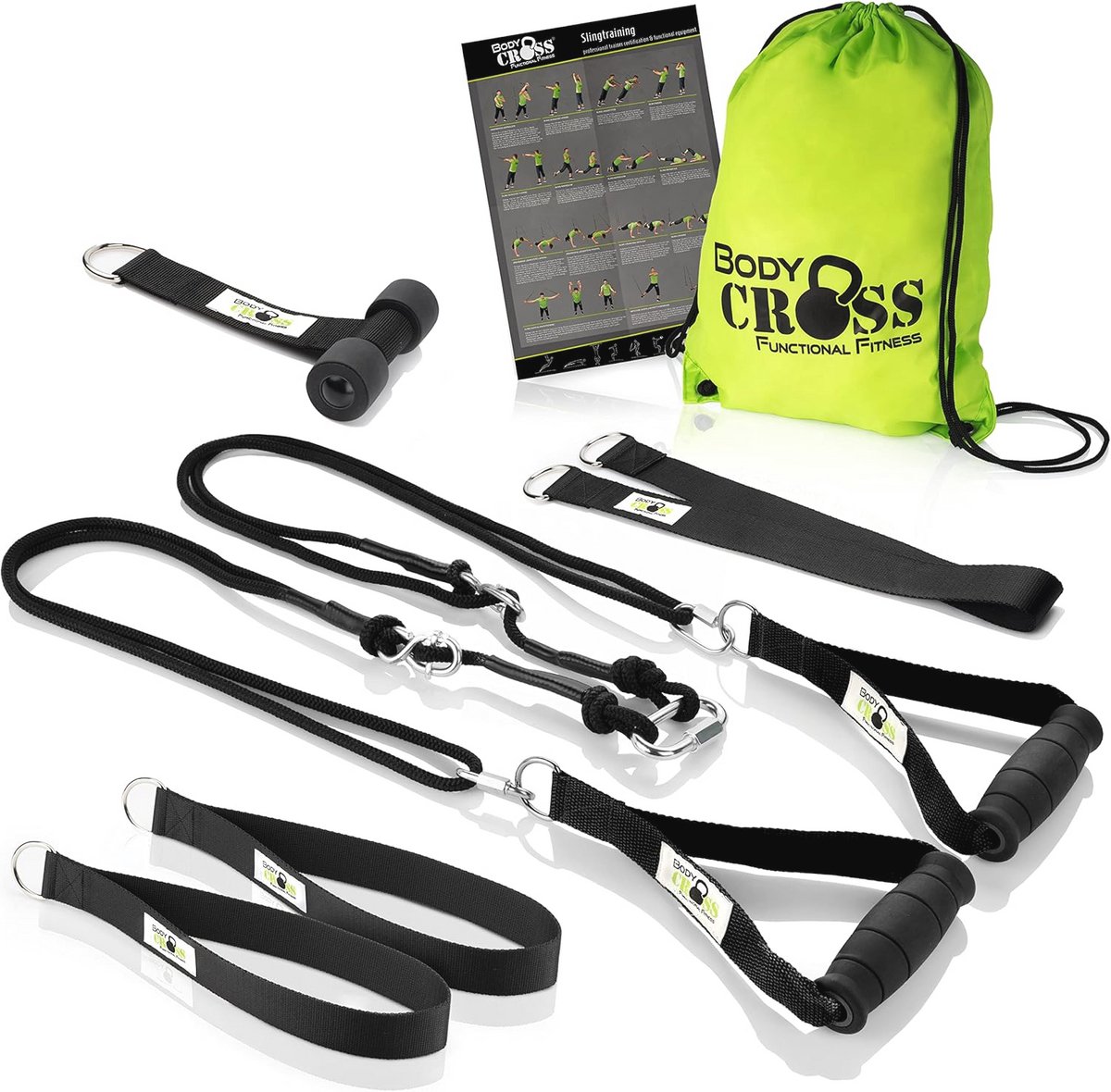 Slingtrainer voor thuis en buiten, krachttrainingsset met deuranker en trainingsplan