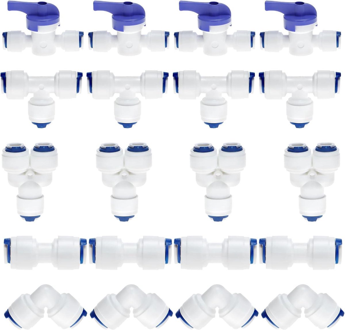 E-Ambar - Waterinlaatleiding Aansluiting 1/4" Filterfitting voor Waterfilter - 20 Stuks