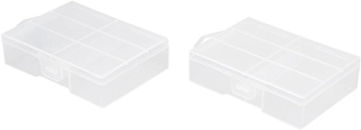 E-Ambar - Opbergdoos voor 24 AAA batterijen - Transparant - Set van 2 stuks