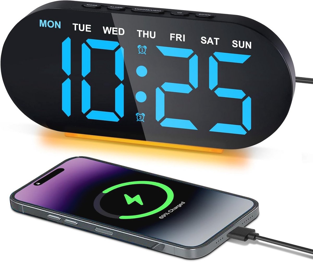 Digitale wekker met nachtlampje en LED-display - Ideaal voor zware slapers