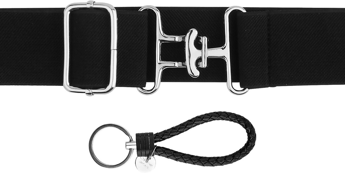 3,8 cm elastische ruitersportriem en sleutelhanger, rijriem met kruisgesp, paardenbitriem, comfortabele heupriem, leren sleutelriem voor ruitersport