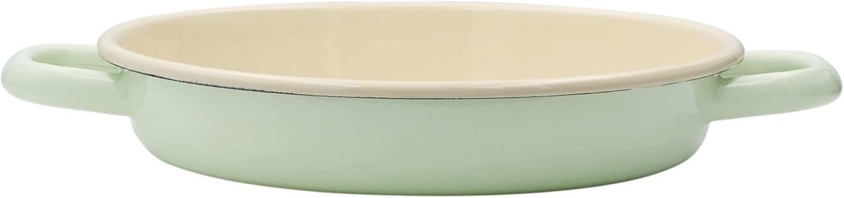 Eier- en serveerpan 22 cm - Enamel pan in Nile Green voor perfecte omeletten