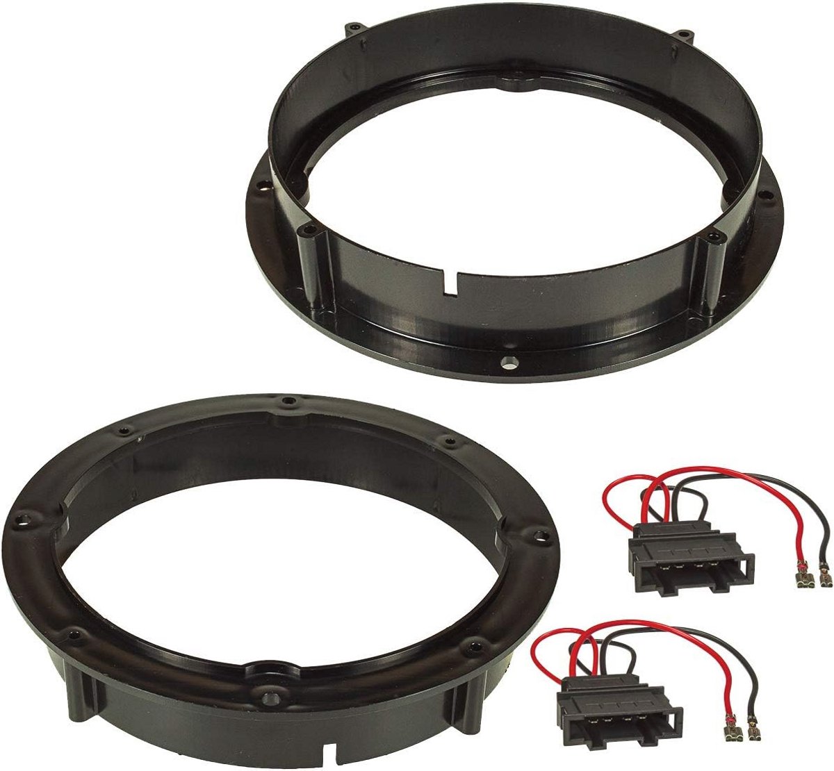 Luidsprekerringen adapter + kabel voor VW Golf 6, 7, Passat, Polo, Up, Beetle, Seat Arosa, Mii, Toledo, Skoda Roomster en City Go voor 165 mm DIN-luidsprekers