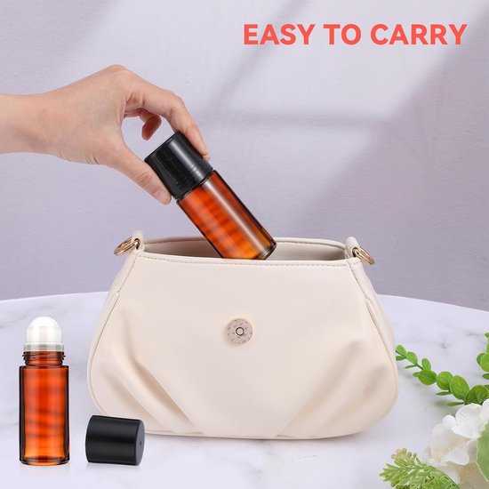 50ml Glazen Rollerflessen - 2Pcs Refillbare Containers voor Geur - Lege Fles met Rollerbal voor Essentiële Olie en Parfum — afbeelding 2