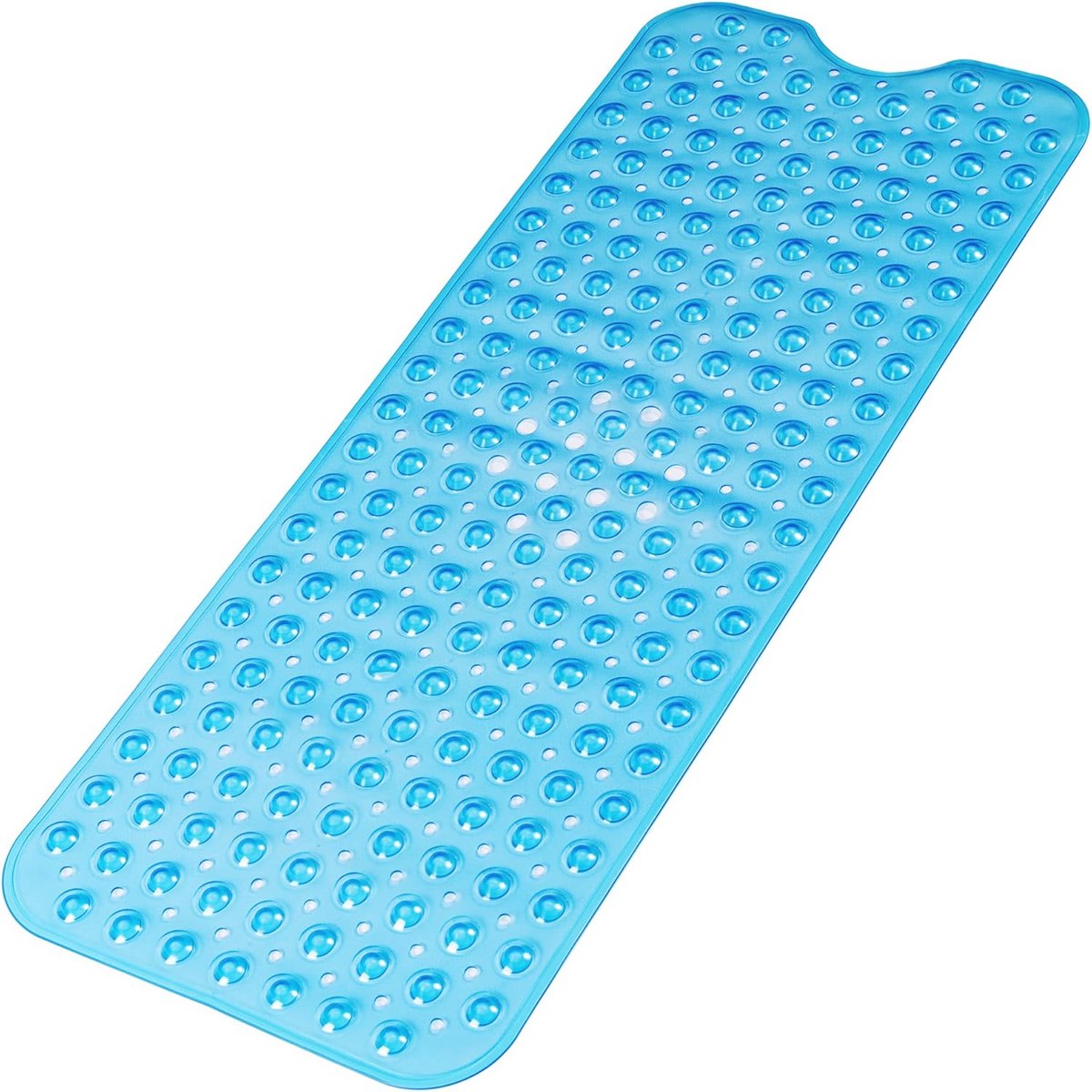 Antislip Badmat 104 x 40 cm - Extra Lange, Machinewasbare Douchemat met Zuignappen en Afvoergaten - Helder Blauw
