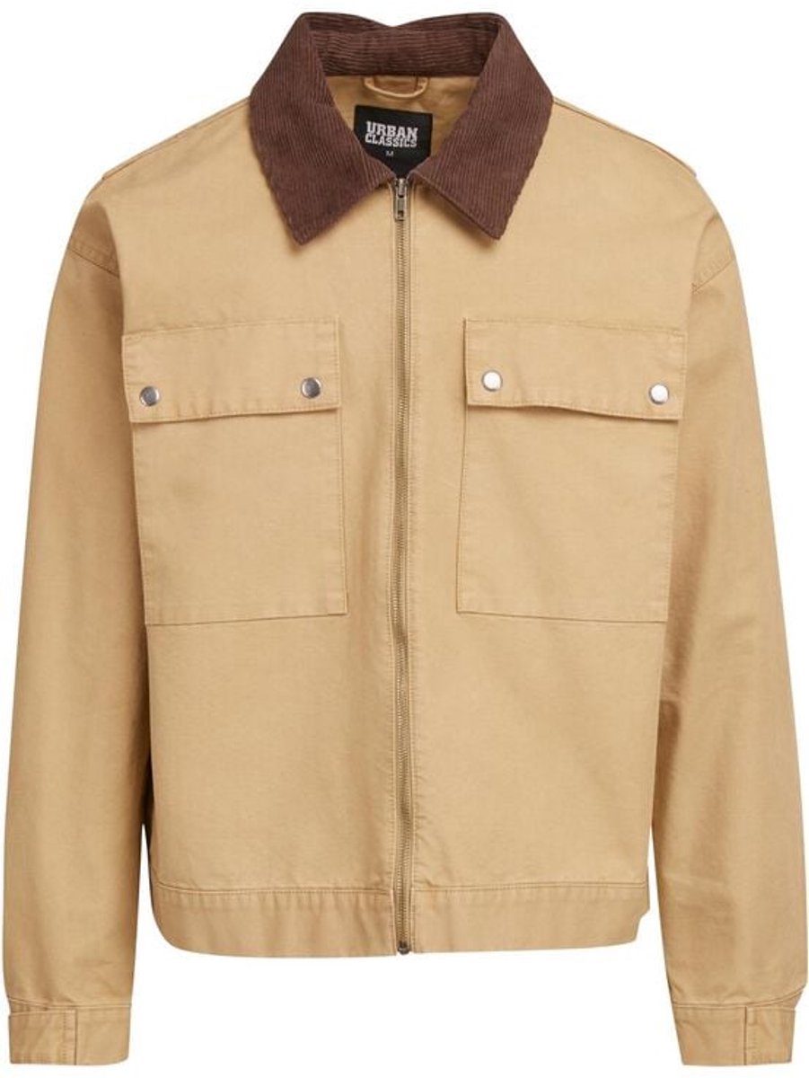 Urban Classics Mens Workwear Cotton Jacket Heren Tussenseizoensjas – L Beige
