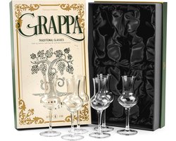 Kristallen Grappa en Cordial glazen set van 6 - 90 ml tulpvormige likeur glazen voor aperitief en digestief
