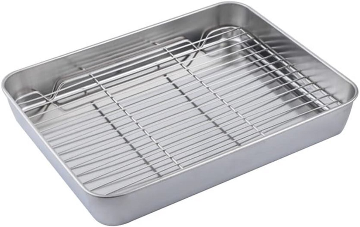 Roestvrijstalen bakplaat met rek - Antikleef en zwaar belastbaar, geschikt voor oven