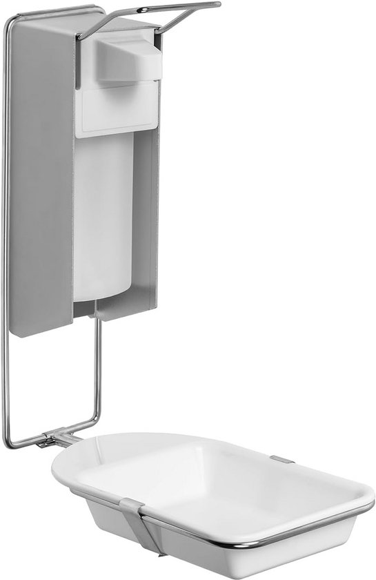 Hygiene365 Desinfectiedispenser SD2015-w, handbediende armhendeldispenser, voor 500-1000 ml voor euroflessen, eurodispenser en zeepdispenser, wandbevestiging, navulbaar, Made in Germany