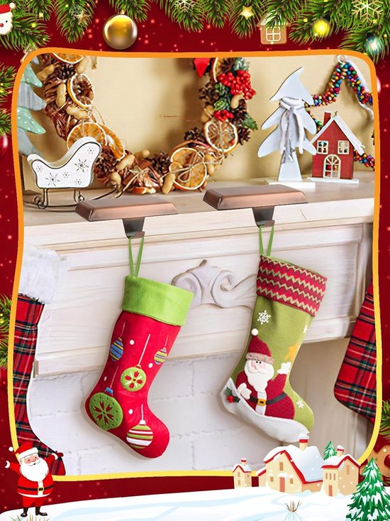 3-pack Kerstkousenhouder, Metalen Haken Voor Het Ophangen Van Kerstkousen Kousenhouders Voor Op De Schoorsteenmantel Voor Kerstdecoraties