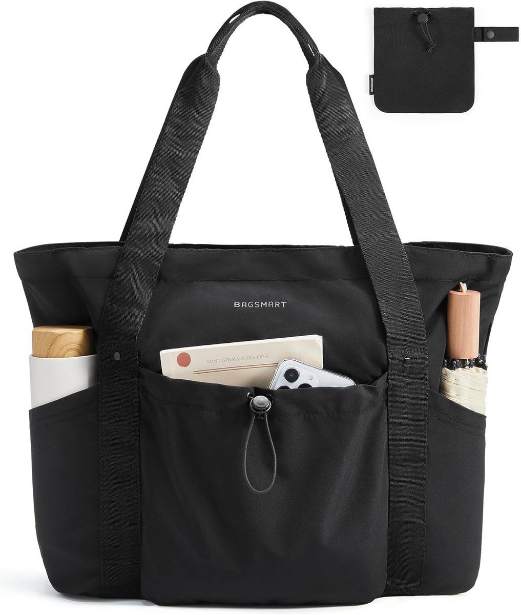 Grote Opvouwbare Tote Tas voor Dames - Waterdicht - Met Laptopvak en Ritssluiting