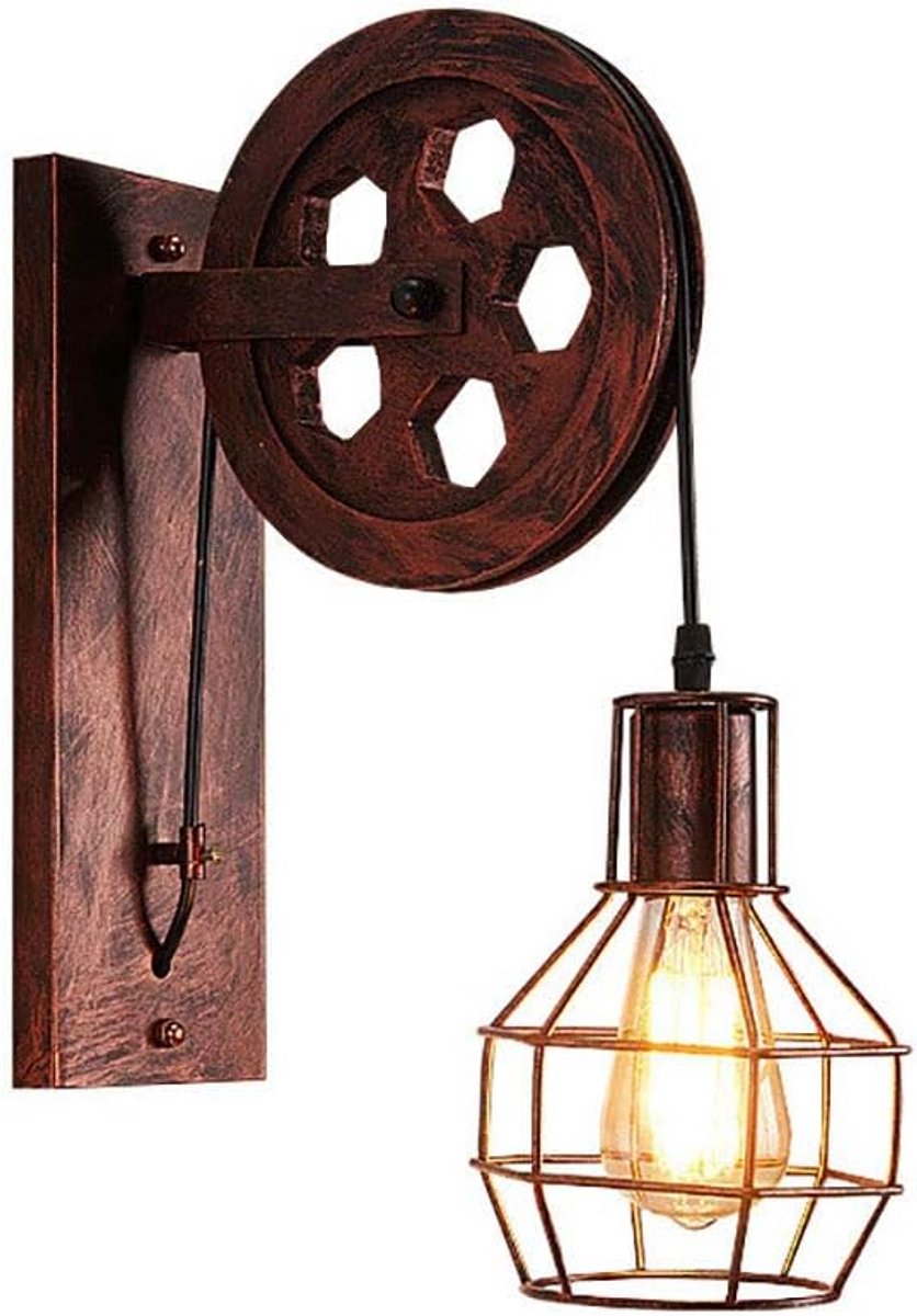 Industriële Wandlamp met Katrol - Vintage Verlichting voor Woonkamer en Slaapkamer