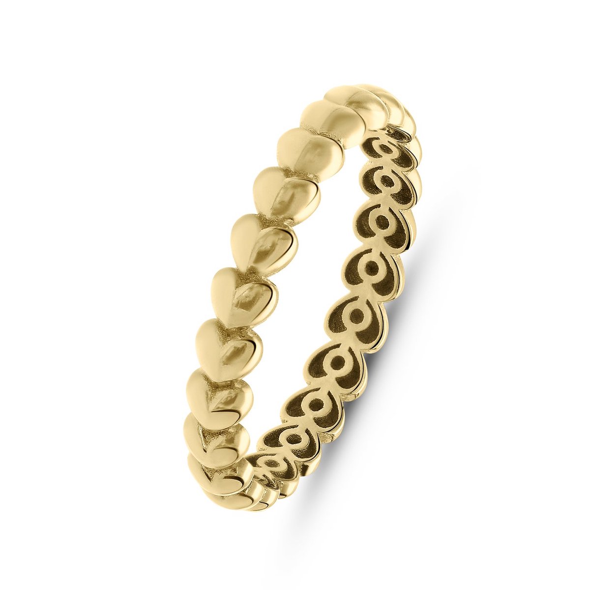 Lucardi Dames 14 karaat gouden ring hartschakel - Ring - 14 Karaat Goud - Goud - 16.50 / 52 mm