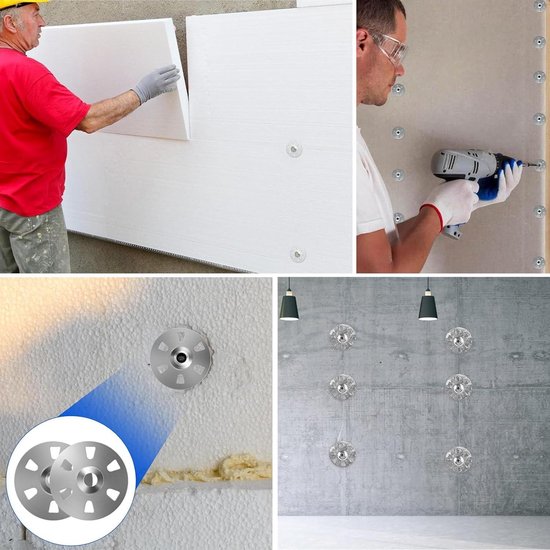 Stalen sluitringen, 400 stuks, diameter 35 mm, 6 klauwen, voor gipsplaten, composietplaten, geëxtrudeerde keramische tegels thermoboard