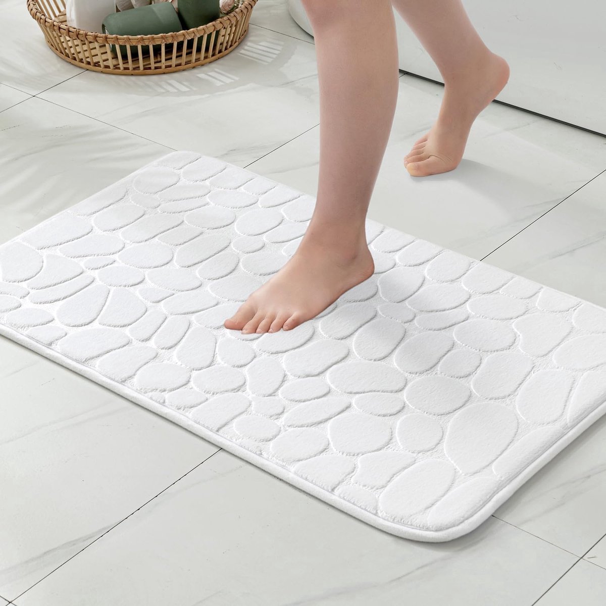 Stunq® Luxueuze Antislip Badmat met Geheugenschuim voor Badkamer en Woonkamer 40 x 60 cm Wit