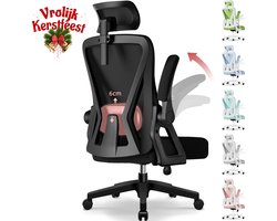 Hiaonyx bureaustoel – ergonomische bureaustoel voor volwassenen - Opklapbare armleuningen – 4D lendensteun – Vergrendelbare rugleuning – Max. kanteling 135° – Zwart
