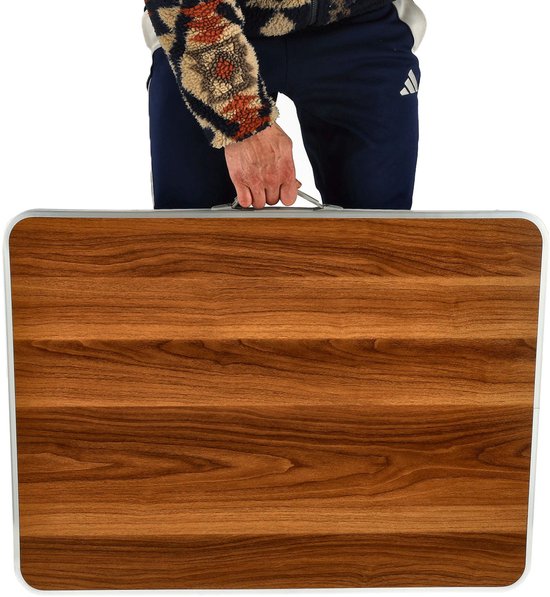 Klaptafel 80x60x70cm - Inklapbare Campingtafel Houten Look - Opvouwbare Tuintafel met Handvat - Vouwtafel voor Buiten - Camping en Tuin van Merkloos — afbeelding 5