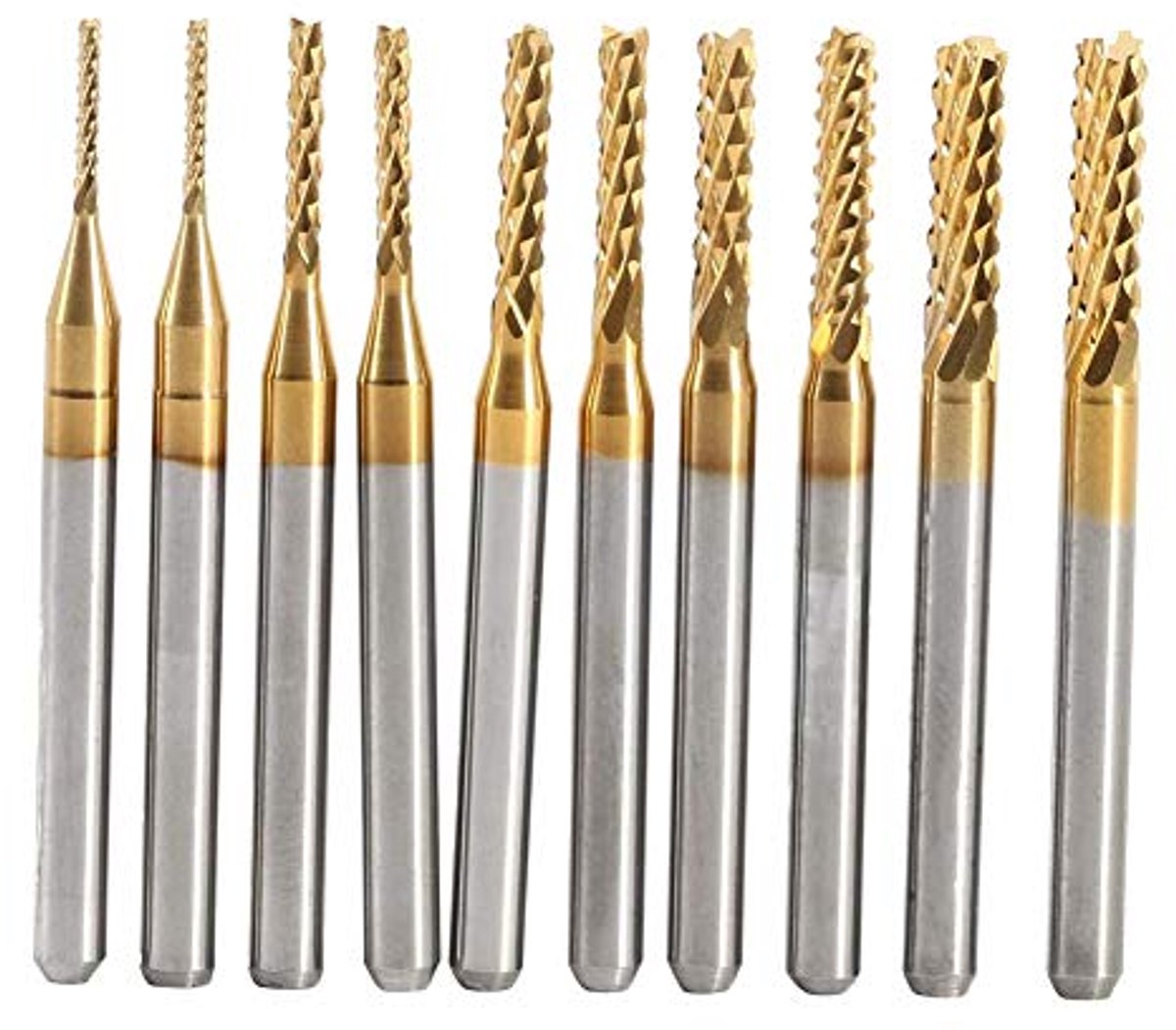 Schachtfrees, 10-delige schachtfrees met coating, CNC-freesgereedschap van hardmetaal - 1,0-3,0 mm