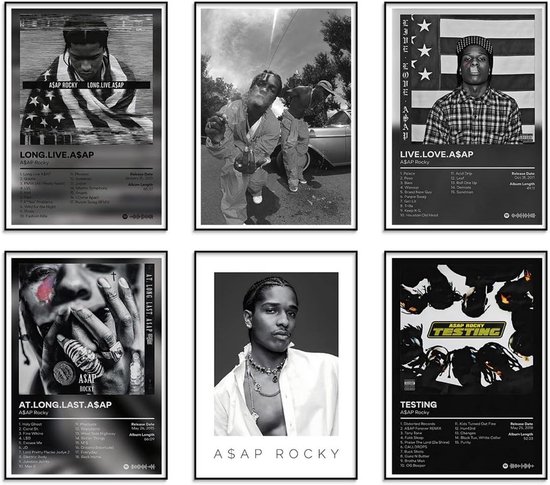 Set van 6 Album Cover Posters - Rapper Muziek Kunst Canvas ...