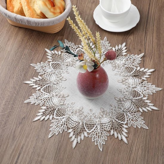 Pengcen Rechthoekige Placemats Set van 4, Katoen Linnen Stof Placemats, Beige en Zwart Uithollen Golvende Strepen Patroon, Versier de Woonkamer en Eettafel, 12 x 20 (30 x 50 cm