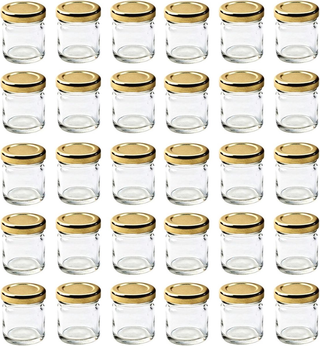 Kleine glazen potjes met deksel voor jam en conserven - 30 stuks