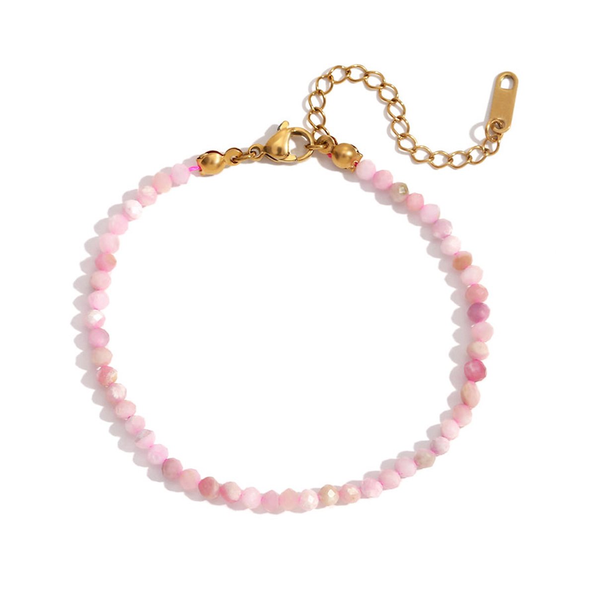 LOUIZ - Roze Opaal armband - Kralen armband Dames - Roze Armband met Edelstenen - Edelstenen Cadeau - Cadeau Vriendschap