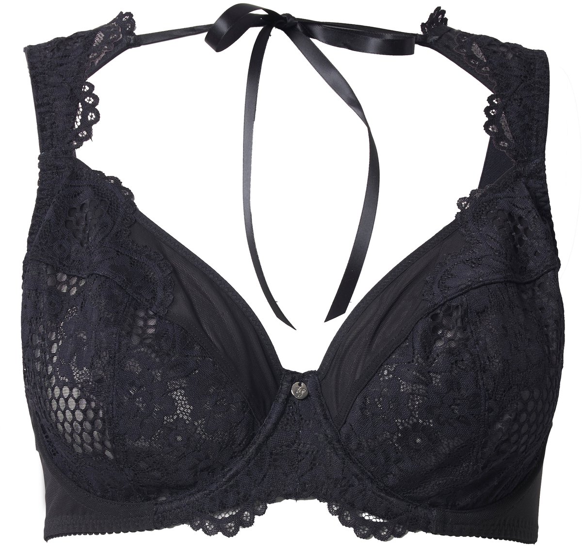 TruYou - Dames - TruYou beugelbeha kant sierbandje in de nek - Zwart - Maat 115G