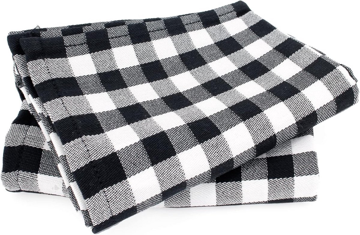 Set van 2 Keukenhanddoeken Zeildoek Zwart 50x70 cm
