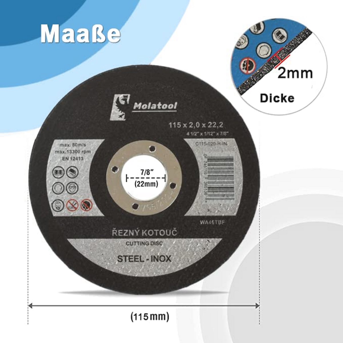 Slijpschijven voor metaal en staal – 20 stuks 115 x 2,0 mm – Flexibele schijven voor haakse slijpers