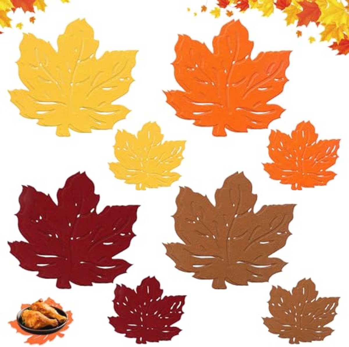 16 Stuks Placemat en Onderzetters voor Herfst en Thanksgiving - Tafeldecoratie