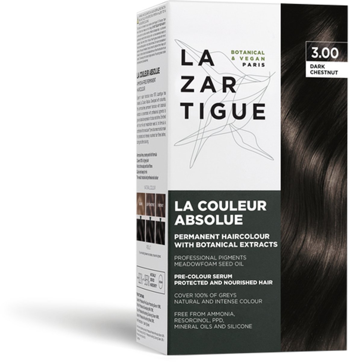 Lazartigue La Couleur Absolue Permanent Haircolour Pakket 3.00 Dark Chestnut Set