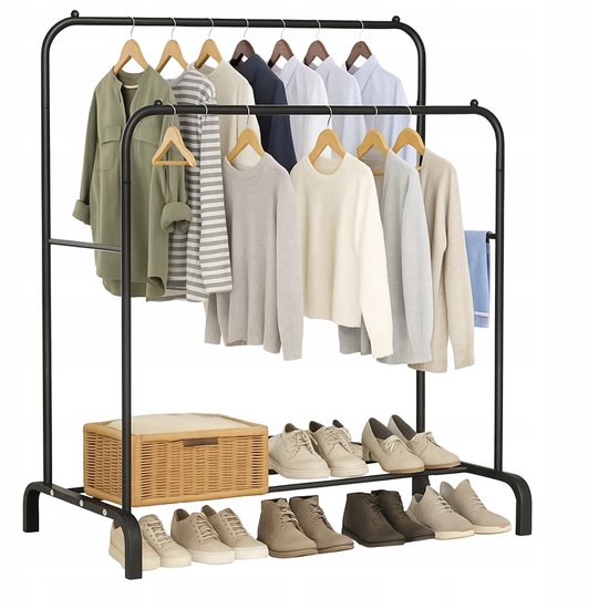 Portant à Vêtements Stable Debout - Métal Zwart, 146 cm de Haut