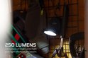 Zwarte Nebo werklamp met een ophanghaak, verlicht met 250 lumen.