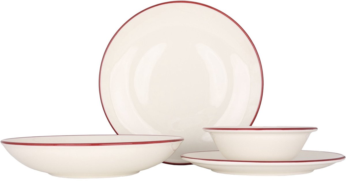 Bonna Serviesset (Large) - Linea Burgundy - 24 delig - 6 persoons - Porselein