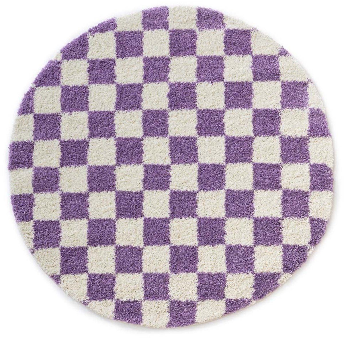 Rond checkerboard vloerkleed - Check ivoor/lila 200 cm