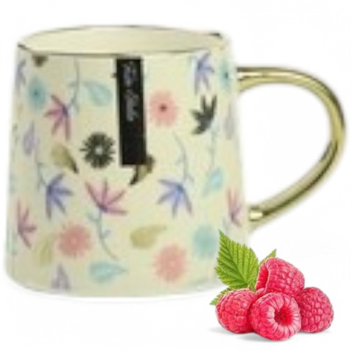 Festa Italia Porseleinen Mok 400ml - Goud/Wit Bloemendessin